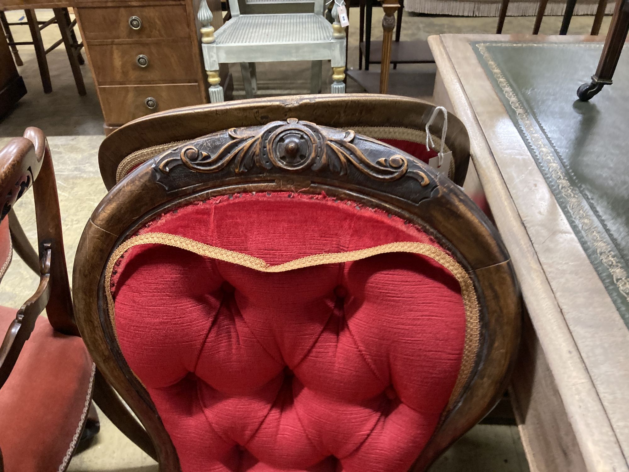 Two Victorian mahogany spoon back nursing chairs